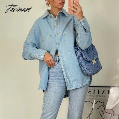 Woman Spring Denim Shirt Coat Women Long Sleeve Pocket Cardigan Streetwear Jacket Harajuku Cowboy Outerwear