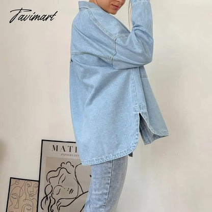 Woman Spring Denim Shirt Coat Women Long Sleeve Pocket Cardigan Streetwear Jacket Harajuku Cowboy Outerwear