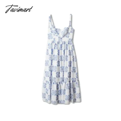 Women Embroidery Print Suspenders Dresses Sexy Sleeveless Backless Long Dress Summer Fashion Female Party Vacation Vestidos