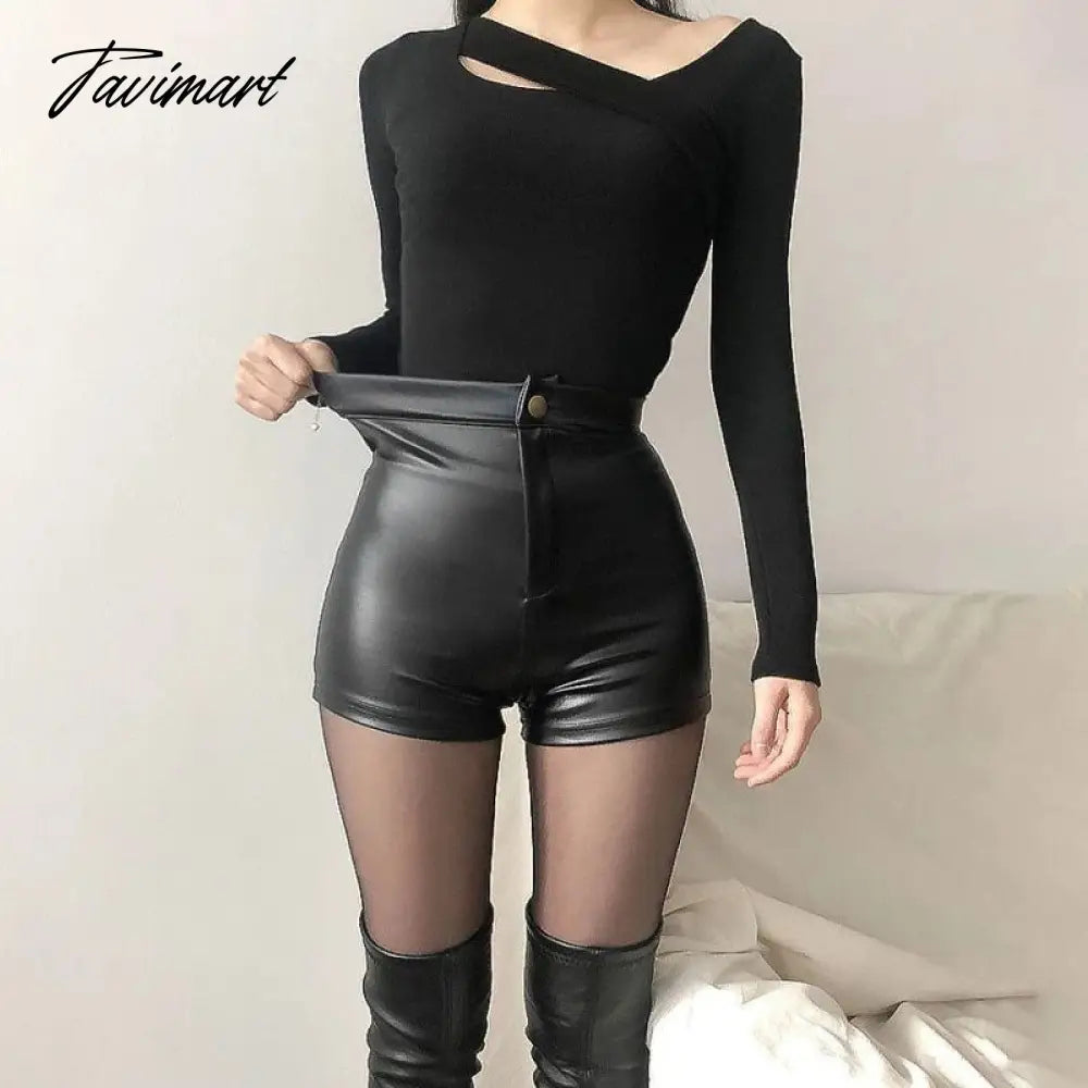 Women's Black Goth Pants Shorts High Waist Spring Autumn Fashion Tight Sexy Stretch Y2K Corduroy Female Casual Pants