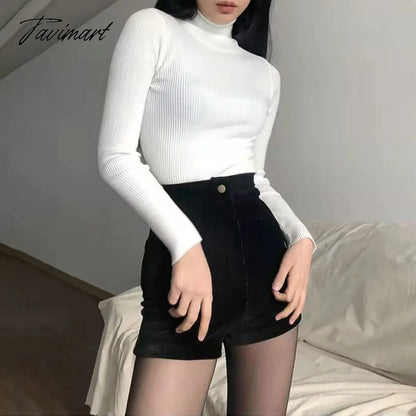 Women's Black Goth Pants Shorts High Waist Spring Autumn Fashion Tight Sexy Stretch Y2K Corduroy Female Casual Pants